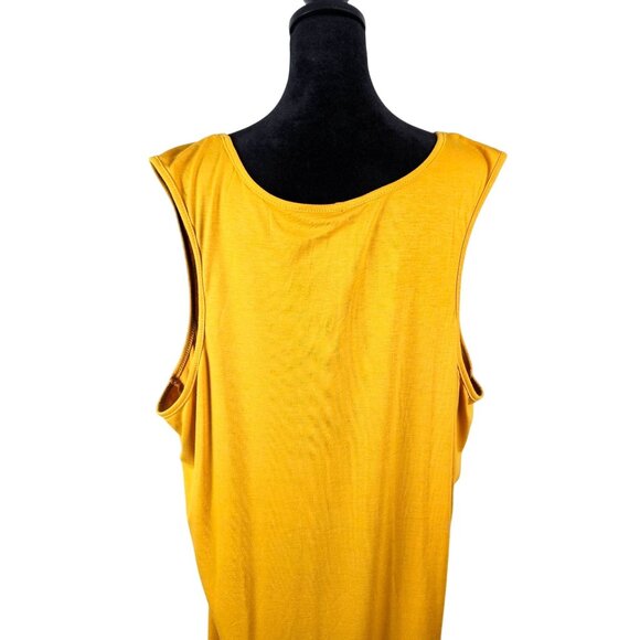 Womens Plus Size 3XL Mustard Yellow Sleeveless Cover Up Dress Fringe Hem Beach - Picture 6 of 9